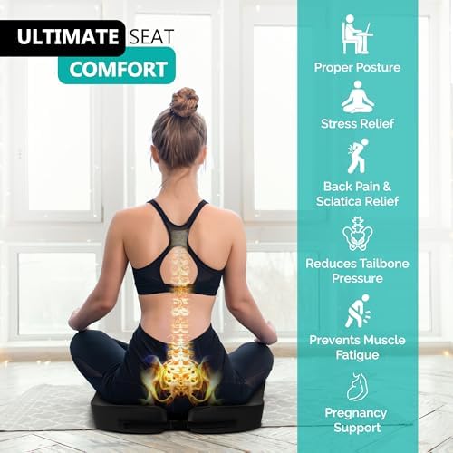 Seat Cushion - High-Density Charcoal Memory Foam Office Chair Cushion with Adjustable Strap & Washable Non-Slip Cover | Supports Sitting Posture for Office, Car & Home - Image 5