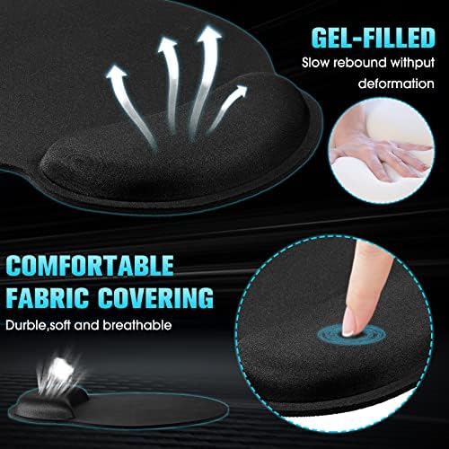 Yunsailing 8 Pack Ergonomic Mouse Pad with Wrist Rest Gel Foam,Black - Image 4