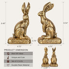 Rabbit Bookends, Decorative Bunny Book Ends for Shelves, Unique Rabbit Figurine Bookends, Heavy Resin Book Holder for Bookshelf Home Office Nursery Decor (Gold) - Image 3