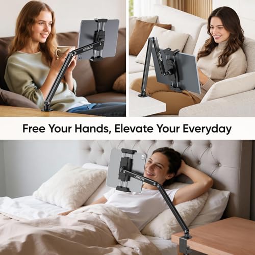 Urmust Portable Monitor Stand 15.6" Dual Arm iPad Stand for Desk - Image 2