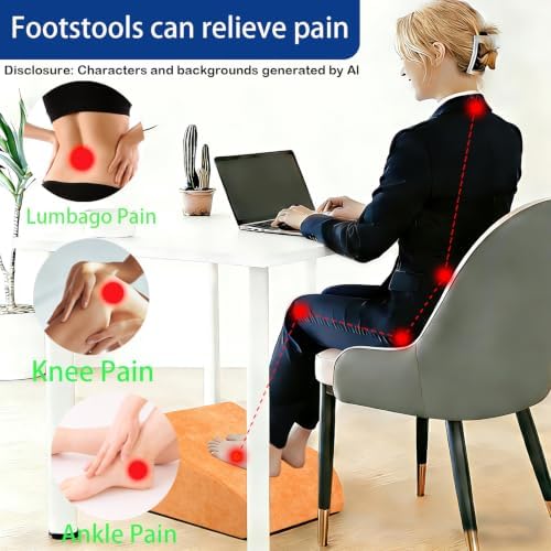 Foot Rest for Under Desk at Work, Ergonomic Under Desk Footrest with Washable Cover for Office, Home & Gaming Leg Elevation Pillow Orange - Image 3