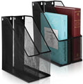 Sliner 4 Pack Metal Magazine Holder Black Mesh Steel Document Rack 1 Section File Organizer Extra Wide Magazine Folder Storage Desk Tidy for Office Home, 12.6”x 9.8”x 3” by Sliner