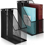 Sliner 4 Pack Metal Magazine Holder Black Mesh Steel Document Rack 1 Section File Organizer Extra Wide Magazine Folder Storage Desk Tidy for Office Home, 12.6”x 9.8”x 3” by Sliner