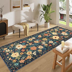 DUKINO 3x8 Kitchen Runner Rug, Washable Rug for Hallway Non Slip, Navy Blue - Image 3
