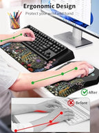 3-in-1 Ergonomic Keyboard Stand with Wrist Rest & Mouse Pad Set, Flower - Image 2