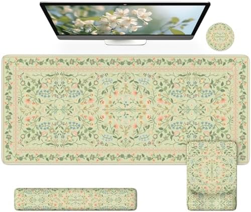 iCasso Mouse Pad with Wrist Rest, Large Desk Mat Set, Bean Green by iCasso