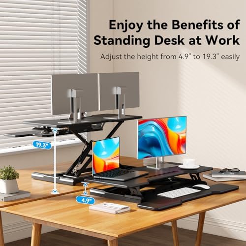 35" Standing Desk Converter, Quick Sit to Stand Desk Riser - Image 4