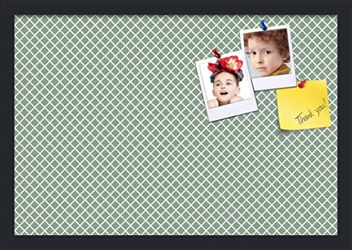 PinPix 22x15 inch Cork Bulletin Board. This Decorative Framed Pin Board Comes with Diamond Pattern in Nile Green Design and Satin Black. Ideal for Home, Office Decor or School (PinPix-380) by PinPixBulletinBoards