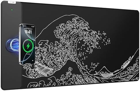 Magnetic Wireless Charging Mouse Pad, 31.5"x15.8" Large Desk Mat by abcmat