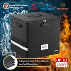DocSafe Vinyl Record Storage Box with Lock,Fireproof Record Organizer Storage for 100+ Single Records(12-inch), Collapsible Storage Crate with Lid & Handles for Valuable Album Collection,Black,2 Pack - Image 2