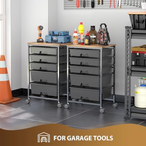 Goovilla Rolling Cart with 5 Drawers for Craft, Art, Dorm, Office, Black - Image 7