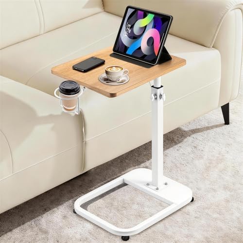 facka Adjustable C-Shaped TV Tray Table 18-32 Inch Height Couch Table by Facka