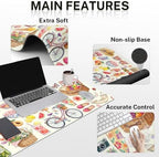 Arttown Keyboard Mouse Pad Set, 4 in 1 Desk Mat Set Floral Tropical - Image 3