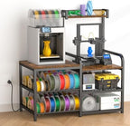 Dual‑Zoned 3D Printer Table with Filament Storage Rack for 2 Printers. by iKKLEHome