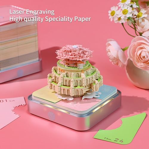 Time Piece Calendar,3D Art Calendar Memo Pad 2026 Creative Desk Calendar with Light,Castle in Sky Tear Away Paper Carving 3D Memo Pad Art Notepad Christmas Gift - Image 6