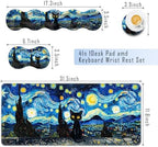 TGFEWYTJYJ Extended Gaming Mouse Pad,Memory Foam Ergonomic Keyboard Mouse Wrist Rest Support Set,Large Desk Mat with Stitched Edges,Non-Slip Base Mousepad Home Office,Starry Night Cat - Image 2