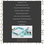 BLU MONACO | Aqua Desk Organizer Set for Women 6 Piece | Mail Sorter Organizer Countertop with Letter Sorter for Desk | Standing File Organizer with Mesh Pen Holders - Image 3