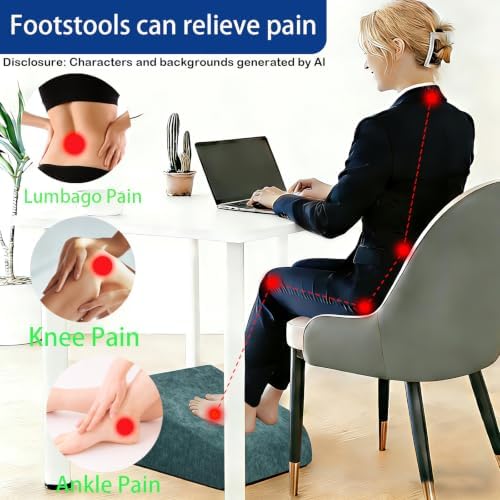 Foot Rest for Under Desk at Work, Ergonomic Under Desk Footrest with Washable Cover for Office, Home & Gaming Leg Elevation Pillow Green - Image 3