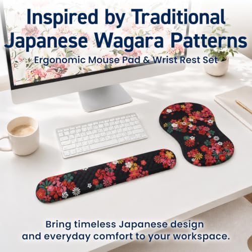 BELLEMOND Japanese Mouse Pad with Wrist Rest | Ergonomic Memory Foam, Large - Image 2