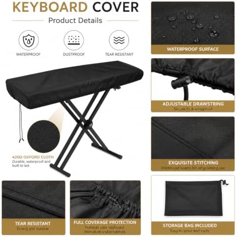 88 Key Piano Keyboard Cover for Yamaha DGX Series DGX-670 2021-present, 210D Oxford Waterproof Digital Piano Dust Cover with Silver Coating, Adjustable Drawstring & Storage Bag - Image 2