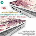 Mektron Case for 13.5" Microsoft Surface Laptop 5/4/3 with Metal Palm Rest Model 1951/1868, 2019/2021/2022 Release Plastic Hard Shell Cover with Screen Protector, Butterfly Flower C074 - Image 3
