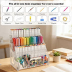 2 Pack Acrylic Desk Organizer, 4 Tier 20 Compartments Vertical Storage for Pens Art Supplies Home Classroom Back to School Office School Office Desk Desktop Stationery Pencil Storage - Image 5