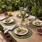 Artoid Mode Olive Green Faux Leather Placemats Set of 8, 15 Inch Waterproof Wipeable Heat Resistant Vinyl Place Mats, Reversible Table Mats for Kitchen Dining Decor - Image 3