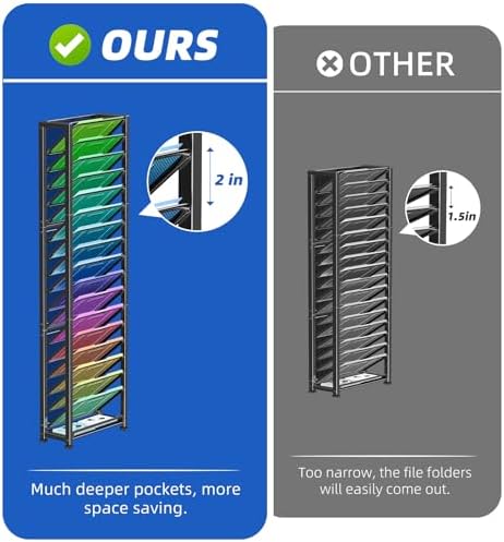 Simple Trending Wall File Organizer, 18-Tier Mesh Hanging Paper Document Folder Holder, Desktop Metal Files Storage Rack for Office and Home, Black - Image 5