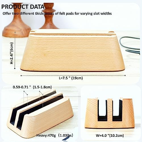 ACODE Wood Vertical Laptop Stand, Laptop Holder for Desk Compatible with MacBook Pro Air Surfaces,Laptops Storage Rack Slot Thickness 0.59" to 0.71"，Vertical Laptop Stand 2 Slots for max 2 Devices - Image 3