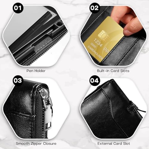 E NET-CASE Case for Kindle Scribe 10.2 inch 2024 & 2022 Released - Business Handheld Design Upgraded PU Leather Cover for Kindle Scribe Digital Paper with Zipper & Pen Holder (Black) - Image 2