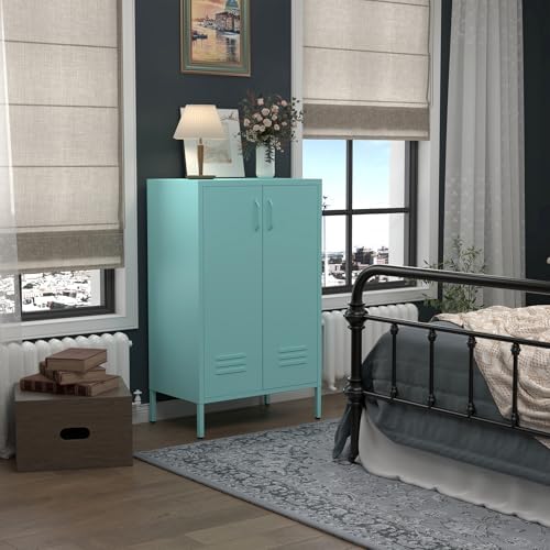 IRONFFICE Metal Accent Cabinet, Steel Cabinet Organizers and Storage, Metal Cabinet with Adjustable Shelves, 2 Doors Storage Cabinet for Living Room, Hallway, Office, Blue - Image 6