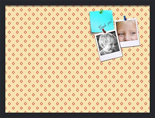 PinPix 27x20 inch Cork Bulletin Board. This Decorative Framed Pin Board Comes with Diamonds in Red and Yellow Design and Satin Black. Ideal for Home, Office Decor or School (PinPix-333) by PinPixBulletinBoards