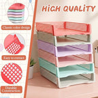 Tenceur 6 Pcs Turn in Trays Classroom, Classroom Baskets,Macaron Colors - Image 2