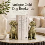 Antique Brass Dog Bookends Set of 2, Decorative Shelf Decor - Image 2