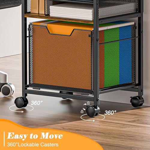 Feyejade 5-Tier Rolling File Cart Cabinet Under Desk Storage Organizer - Image 6