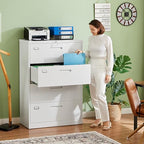 Letaya 4 Drawer File Cabinet with Lock, Metal Lateral Filing Cabinet Wide Office Organization Storage for Home Office Hanging Letter/Legal/F4/A4 (White-Requires Installation) - Image 2