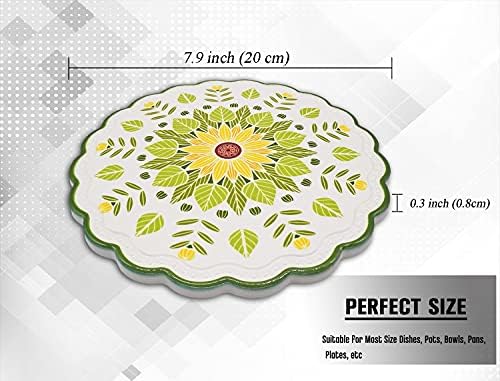 Ceramic Stone Trivet for Hot Pots Cork Base Heat Resistant Set of 4 - Image 3