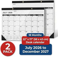 Desk Calendar 2026-2027 (July 2026 to December 2027),Desk Calendar 2026-2027 Large 22 x17,2027 Calendar,Classic Black,Large Desk Calendar 2027 with Plastic Cover (2 PACK) by OLUPAND