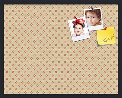 PinPix 28x22 inch Cork Bulletin Board. This Decorative Framed Pin Board Comes with Diamonds in Red and Yellow Design and Satin Black. Ideal for Home, Office Decor or School (PinPix-333) by PinPixBulletinBoards