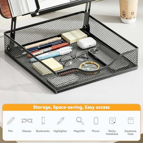 Adjustable Book Stand for Reading with Storage - 2-13" Height Hands-Free - Image 6