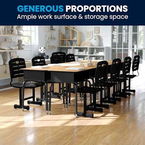 Flash Furniture Metal Student Desk with Open Book Box, Natural - Image 4
