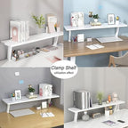 Clamp On Desk Organizer Shelf White Floating Desk Storage Extension - Image 6