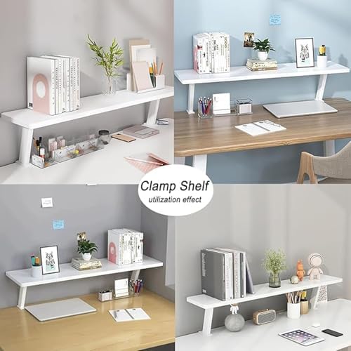 Clamp On Desk Organizer Shelf White Floating Desk Storage Extension - Image 6