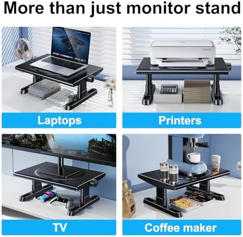 Monitor Stand Riser for Desk,360°Rotation Freely Height Adjustable by Knob,4.4-5.8 Inches,Ergonomic Monitor Stand Mount, Desktop Monitor Stand Riser for Computer,Laptop,Printer,Tv,Black - Image 6
