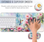TGFEWYTJYJ Extended Gaming Mouse Pad,Memory Foam Ergonomic Keyboard Mouse Wrist Rest Support Set,Large Desk Mat with Stitched Edges,Non-Slip Base Mousepad Home Office,Flower Hummingbird - Image 4