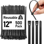 Reallnaive 500 Pcs 12 Inch Reusable Zip Ties Outdoor Heavy Duty 120lbs by Reallnaive