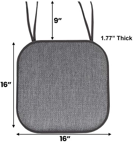 Sweet Home Collection Chair Cushion Memory Foam Pads with Ties Honeycomb Pattern Slip Non Skid Rubber Back Rounded Square 16" x 16" Seat Cover, 6 Pack, Cameron Black Gray (Chair Pads with Ties) - Image 4
