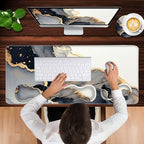 Keyboard Wrist Rest and Mouse Pad with Wrist Support Set Ergonomic Coaster,Memory Foam,Easy Typing Pain Relief,Large XL Desk Mat 31.5"x 11.8",Black Gold Marble - Image 4