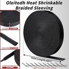 Oleitodh 66 ft 3/8 in 2:1 Heat Shrink Braided Sleeving, Black - Image 2