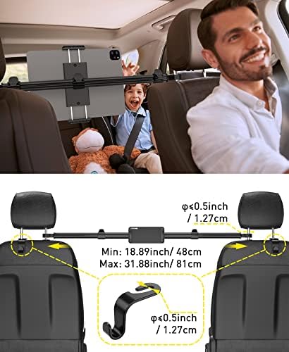 Tryone Car Tablet Holder Mount for iPad: Headrest Tablet Stand for Car Back Seat Compatible with iPad Pro Air Mini | Galaxy Tab | Kindle Fire HD | Switch OLED or Other 4.7-16.1" Devices - Image 3